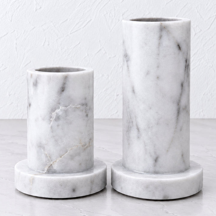 PISANI CANDLE HOLDERS  |  SET OF 2  |  WHITE MARBLE