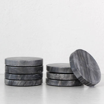 PISANI ROUND MARBLE COASTER  |  SET OF 8  |  GREY MARBLE