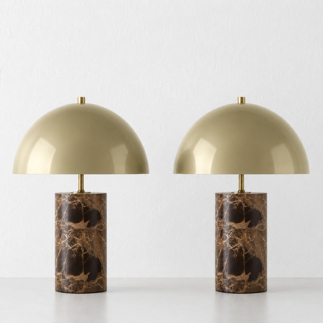 PORTO MONIZ TABLE LAMP BUNDLEX2  |  50CM  |  TAUPE + MOCHA MARBLE