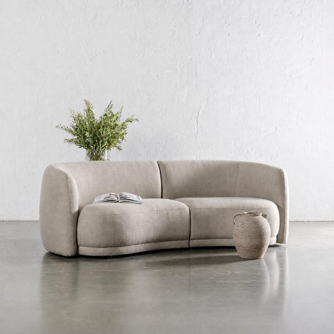 PURBECK CURVED 3 SEATER SOFA  |  DEEP MANKUKA WEAVE