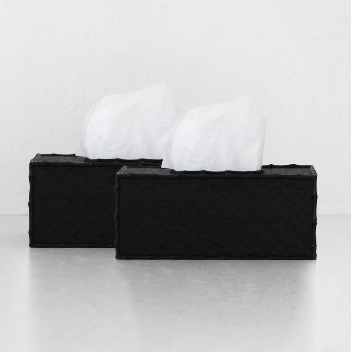 RAFFLES TISSUE BOX COVER BUNDLE X2  |  RECTANGLE  |  BLACK WEAVE