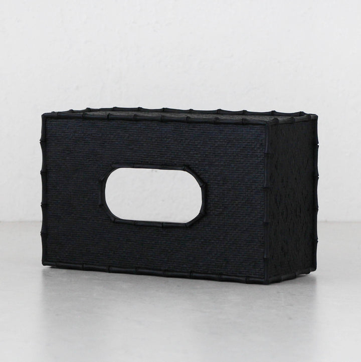 RAFFLES TISSUE BOX COVER  |  RECTANGLE  |  BLACK WEAVE