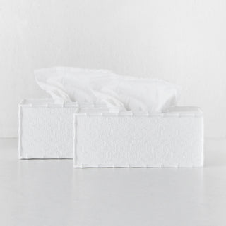 RAFFLES TISSUE BOX COVER BUNDLE X2  |  RECTANGLE  |  WHITE WEAVE