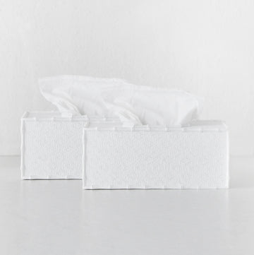 RAFFLES TISSUE BOX COVER BUNDLE X2  |  RECTANGLE  |  WHITE WEAVE