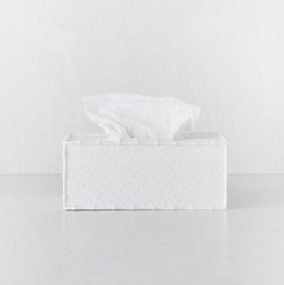 RAFFLES TISSUE BOX COVER  |  RECTANGLE  |  WHITE WEAVE