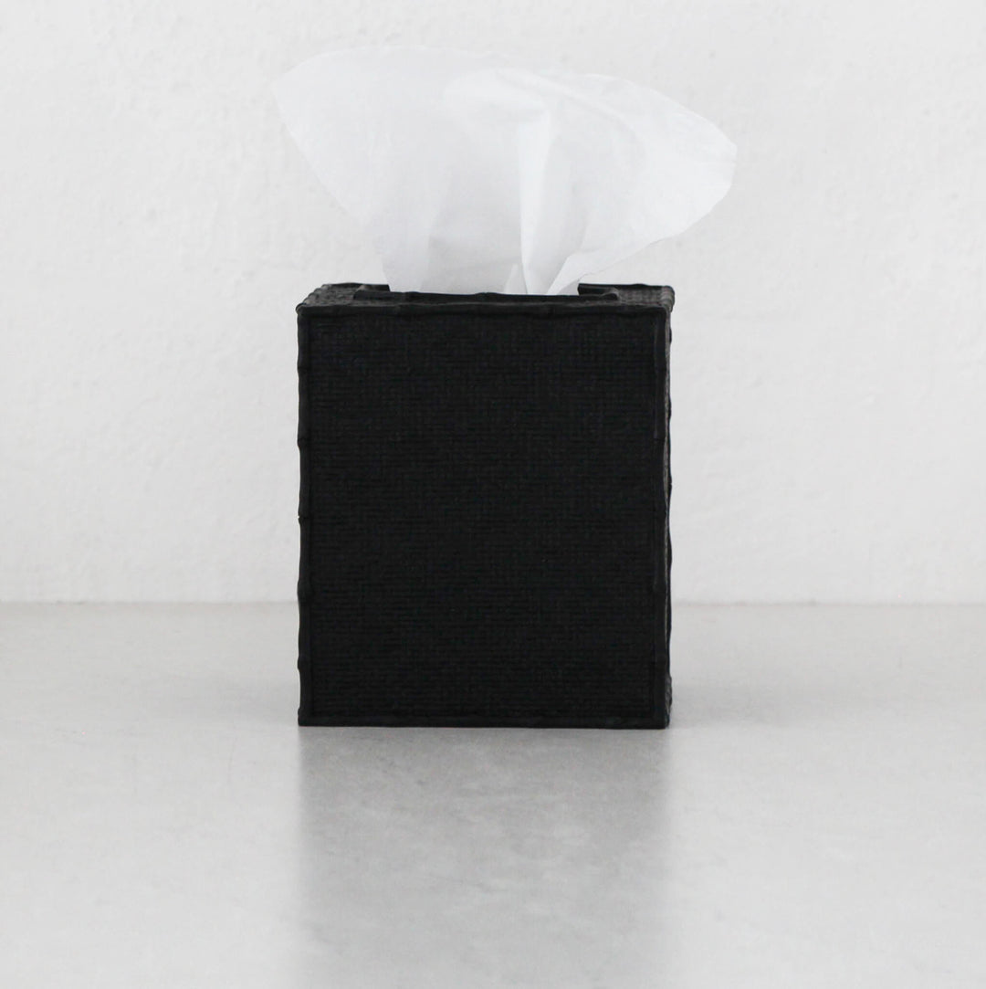 RAFFLES TISSUE BOX COVER BUNDLE X 2 | SQUARE | BLACK WEAVE