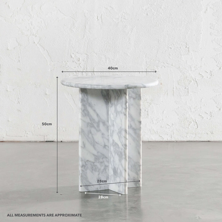 RAVENNA SIDE TABLE  |  CARRARA WHITE MARBLE  |  D40CM | MEASUREMENTS