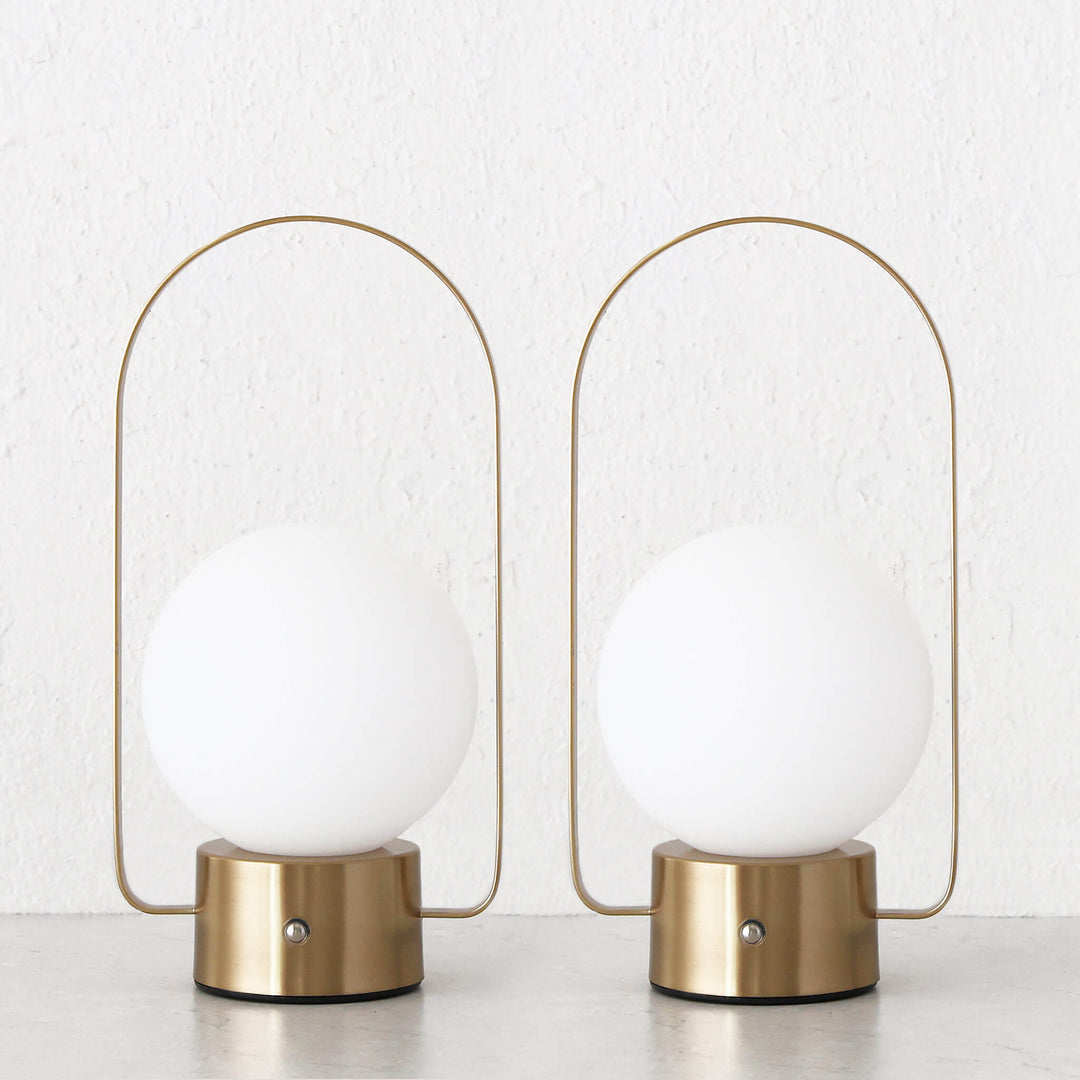 RIBEIRA BRAVA LED RECHARGEABLE LANTERN WITH HANDLE BUNDLE X2  |  26CM  |  ANTIQUE BRASS