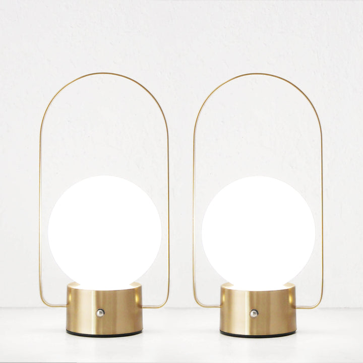 RIBEIRA BRAVA LED RECHARGEABLE LANTERN WITH HANDLE BUNDLE X2  |  26CM  |  ANTIQUE BRASS