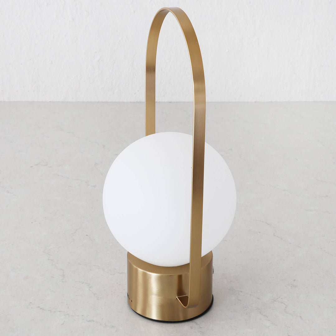 RIBEIRA BRAVA LED RECHARGEABLE LANTERN WITH HANDLE  |  26CM  |  ANTIQUE BRASS