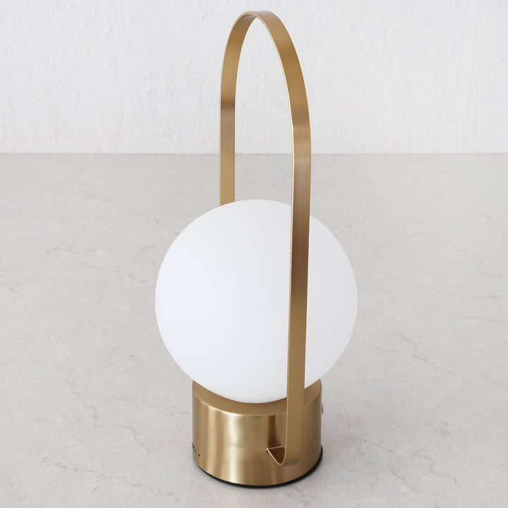 RIBEIRA BRAVA LED RECHARGEABLE LANTERN WITH HANDLE  |  26CM  |  ANTIQUE BRASS