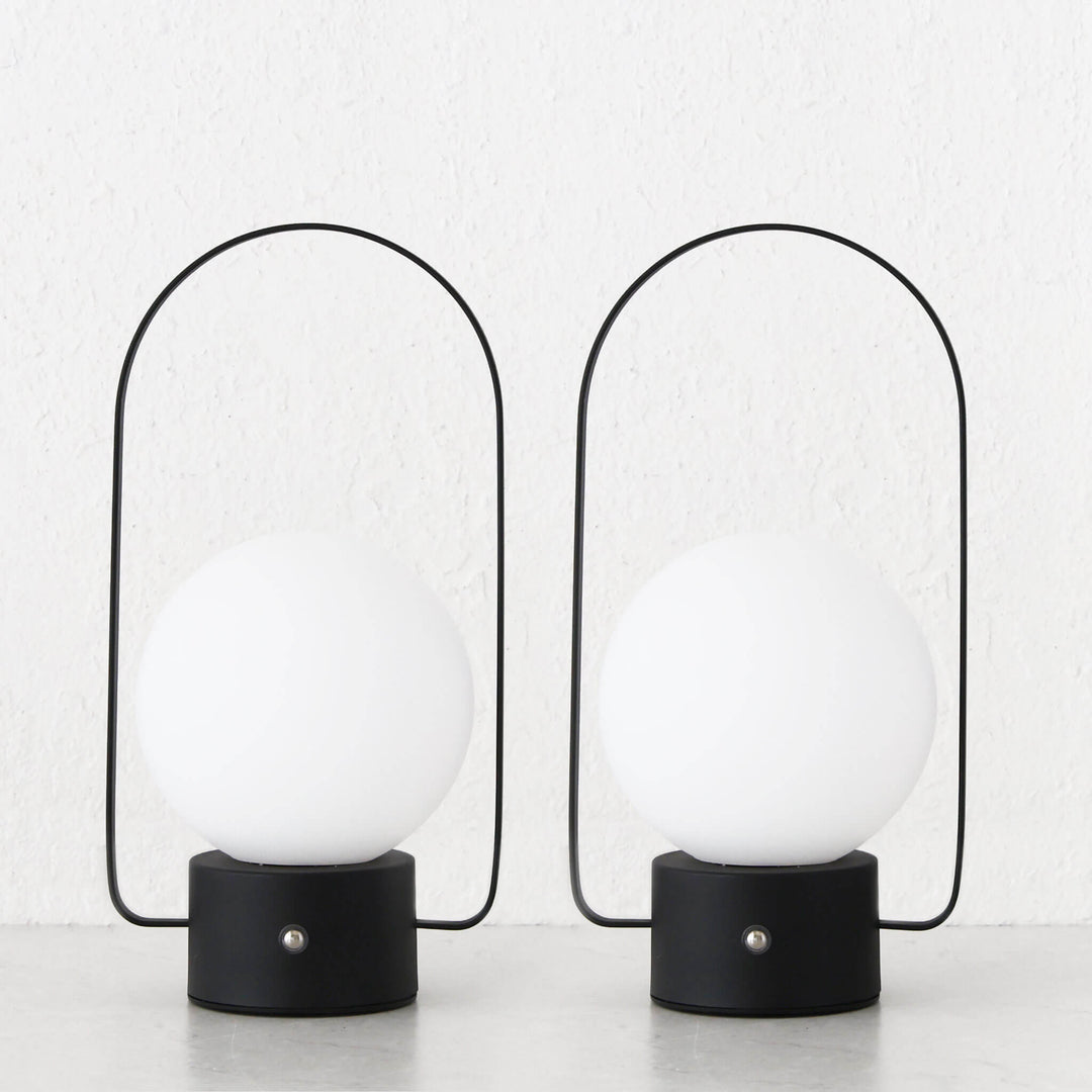 RIBEIRA BRAVA LED RECHARGEABLE LANTERN WITH HANDLE BUNDLE X2  |  26CM  |  MATTE BLACK