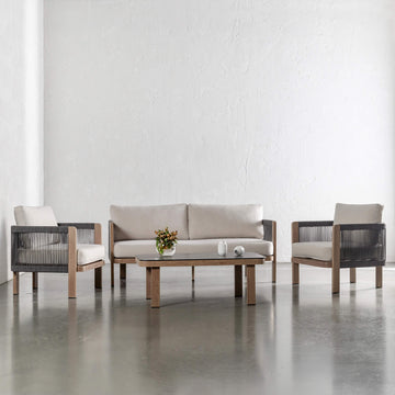 RIVA DI GARDO OUTDOOR 4 PIECE SETTING  |  BIRCH ASH ALUMINIUM FRAME