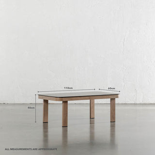 RIVA DI GARDO OUTDOOR 4 PIECE SETTING  |  BIRCH ASH ALUMINIUM FRAME | COFFEE TABLE MEASUREMENTS