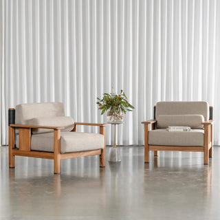 RIVA LEVANTE OUTDOOR ARMCHAIR  |  PORTLAND STONE + BLACK NOIR ROPE  |  NATURAL TEAK FRAME