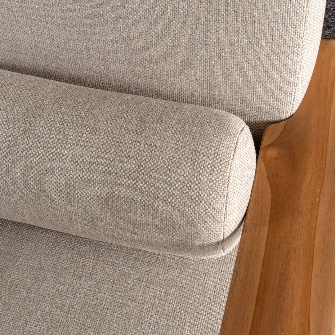 RIVA LEVANTE OUTDOOR 3 SEATER SOFA  |  PORTLAND STONE + BLACK NOIR ROPE  |  NATURAL TEAK FRAME