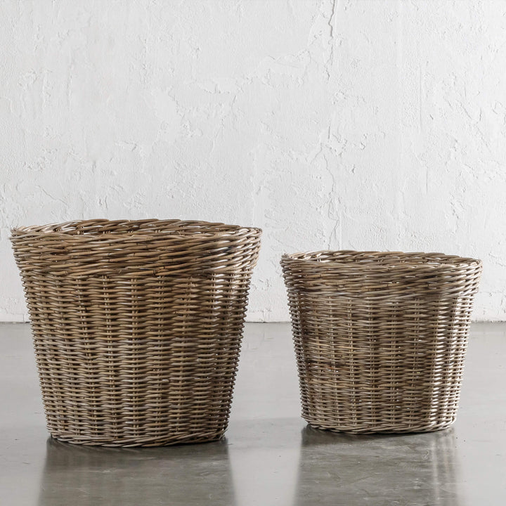 RIVIERE RATTAN PLANTER BASKETS BUNDLE X2  |  LARGE + X LARGE