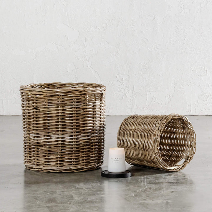 RIVIERE RATTAN ROUND BASKET BUNDLE X2  |  SMALL + LARGE