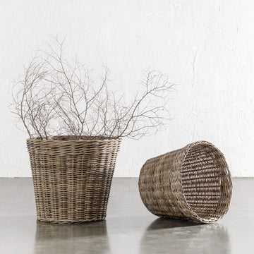 RIVIERE RATTAN ROUND PLANTER BASKETS BUNDLE X2 | LARGE + X LARGE