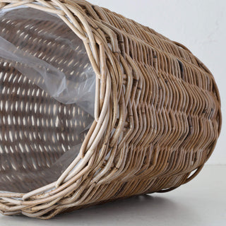 RIVIERE RATTAN ROUND POT WITH PLASTIC INNER LINER BUNDLE X2  |  LARGE + X-LARGE