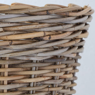 RIVIERE RATTAN SQUARE PLANTER BASKETS BUNDLE X2  |  LARGE + X LARGE TOP