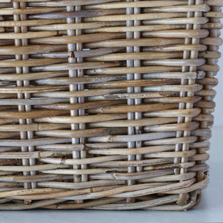 RIVIERE RATTAN SQUARE PLANTER BASKETS BUNDLE X2  |  LARGE + X LARGE BASE