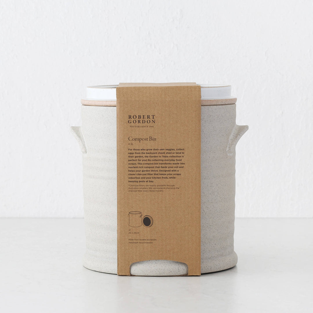 ROBERT GORDON  |  COMPOST BIN 4.5L  |  GARDEN TO TABLE  |  NATURAL STONEWARE