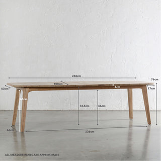 ROCCELLA OUTDOOR DINING TABLE  |  SLATTED TEAK  |  220CM | M<EASUREMENTS