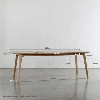 ROCCELLA OUTDOOR DINING TABLE  |  SLATTED TEAK  |  260CM | MEASUREMENTS