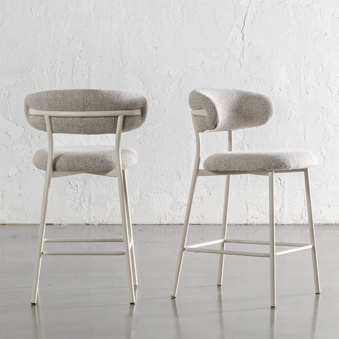 OCHE FABRIC BAR CHAIR  |  BUNDLE X2  |  FLAX ROYALE + WHITE FRAME