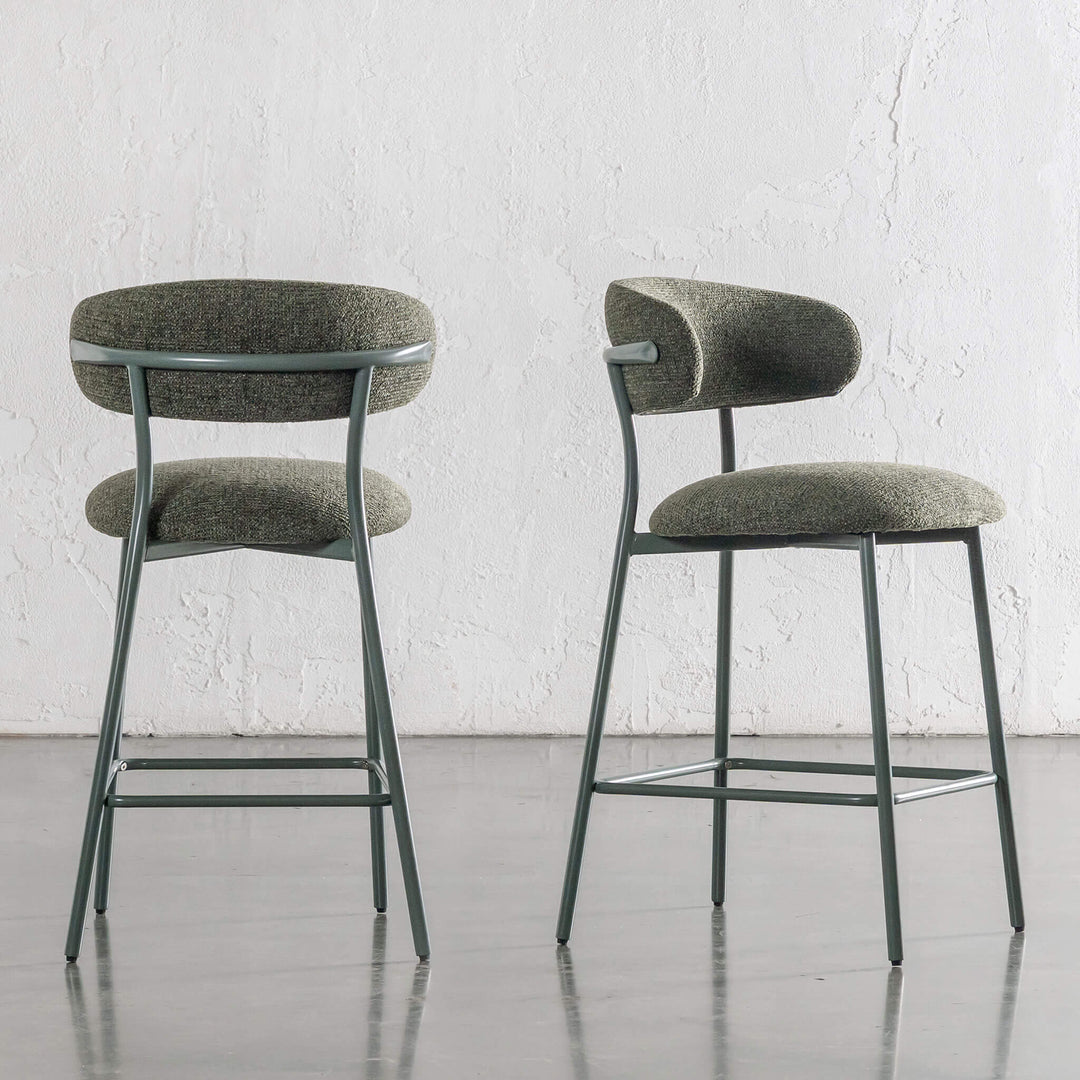 ROCHE FABRIC BAR CHAIR  |  BUNDLE X2  |  BANKSIA LEAF GREEN + GREEN FRAME