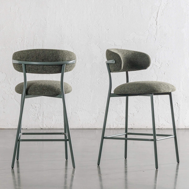 ROCHE FABRIC BAR CHAIR  |  BUNDLE X2  |  BANKSIA LEAF GREEN + GREEN FRAME