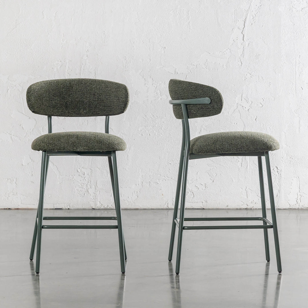 ROCHE FABRIC BAR CHAIR  |  BUNDLE X2  |  BANKSIA LEAF GREEN + GREEN FRAME