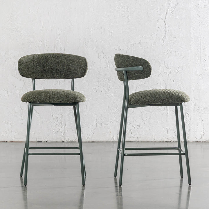 ROCHE FABRIC BAR CHAIR  |  BUNDLE X2  |  BANKSIA LEAF GREEN + GREEN FRAME