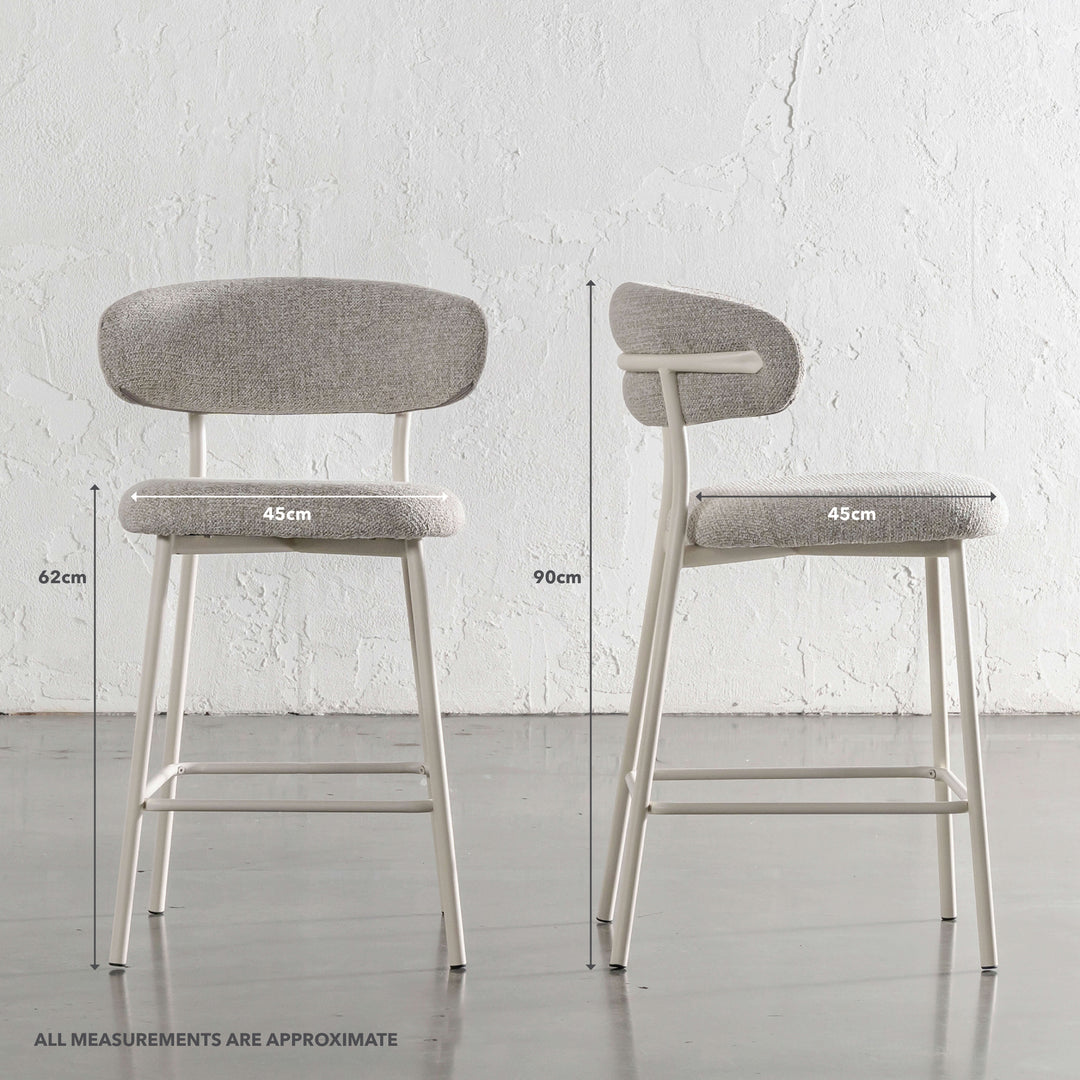 ROCHE FABRIC BAR CHAIR  |  BUNDLE X2  |  FLAX ROYALE + WHITE FRAME | MEASUREMENTS