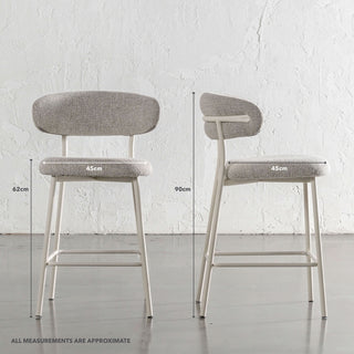 ROCHE FABRIC BAR CHAIR  |  BUNDLE X2  |  FLAX ROYALE + WHITE FRAME | MEASUREMENTS