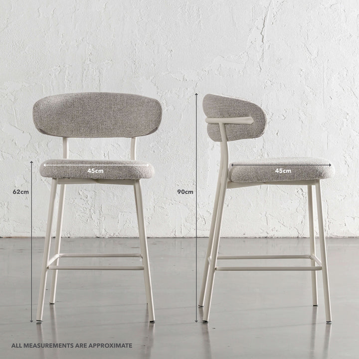 ROCHE FABRIC BAR CHAIR  |  BUNDLE X2  |  FLAX ROYALE + WHITE FRAME | MEASUREMENTS