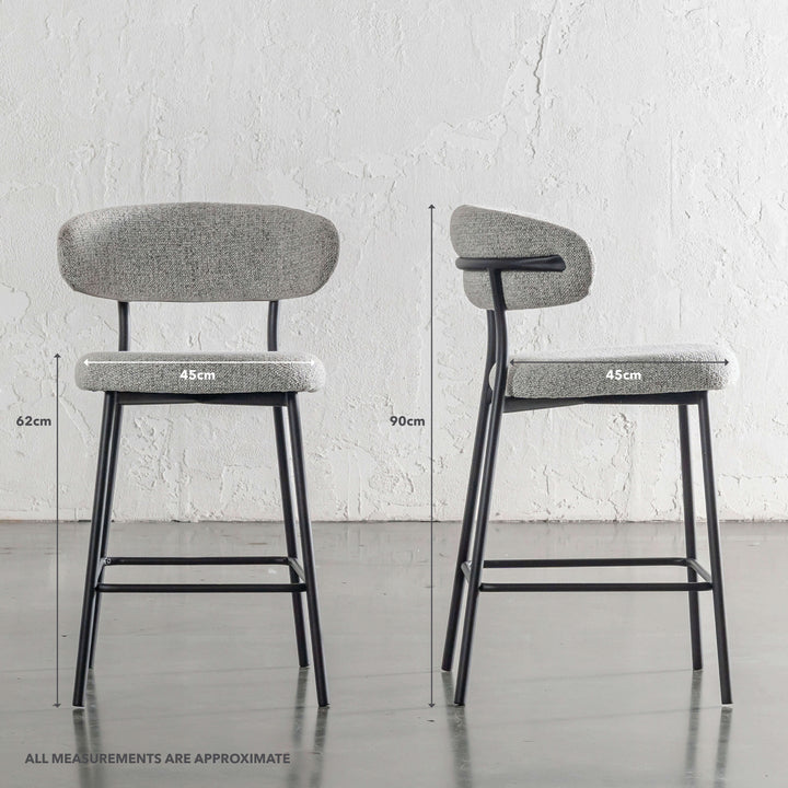 ROCHE FABRIC BAR CHAIR |  BUNDLE X2  |  FOG HAZE + BLACK FRAME