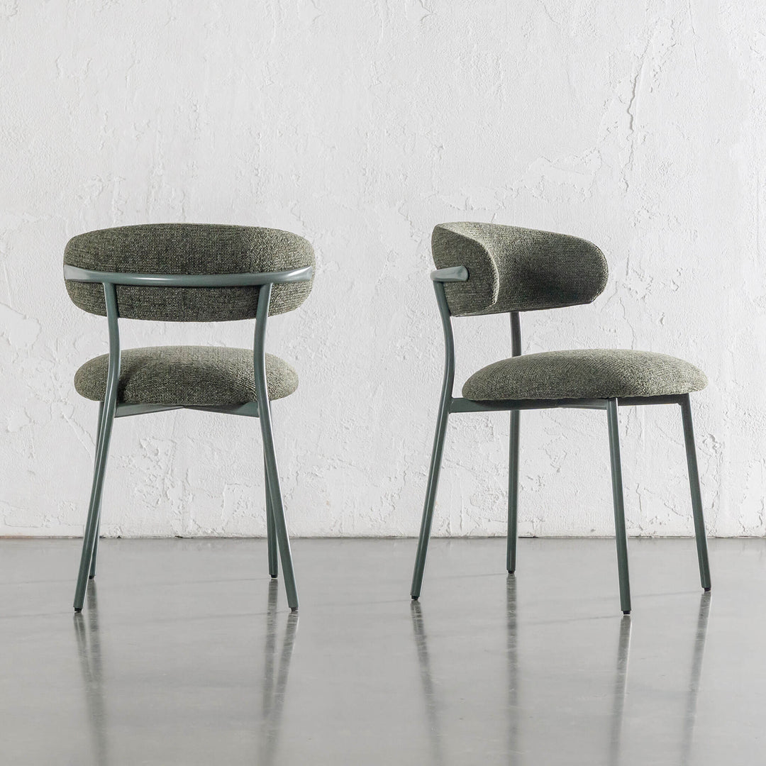 ROCHE FABRIC DINING CHAIR  |  BANKSIA LEAF GREEN WITH GREEN FRAME