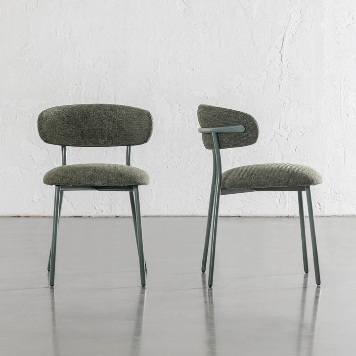 ROCHE FABRIC DINING CHAIR  |  BANKSIA LEAF GREEN + GREEN FRAME