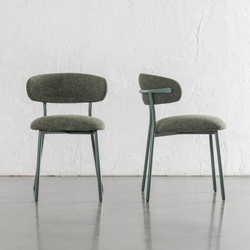 ROCHE FABRIC DINING CHAIR   |  BANKSIA LEAF GREEN WITH GREEN FRAME