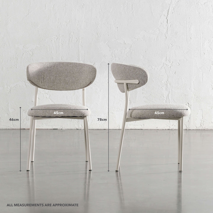 ROCHE FABRIC DINING CHAIR  |  FLAX ROYALE + WHITE  FRAME