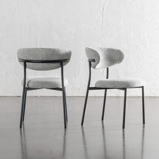 ROCHE FABRIC DINING CHAIR  |  FOG HAZE + BLACK FRAME