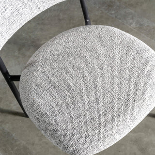 ROCHE FABRIC DINING CHAIR  |  FOG HAZE + BLACK FRAME CLOSE UP