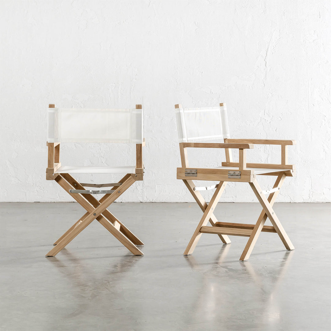 RODDA TEAK DIRECTORS CHAIR  |  NATURAL TEAK FRAME  |  WHITE