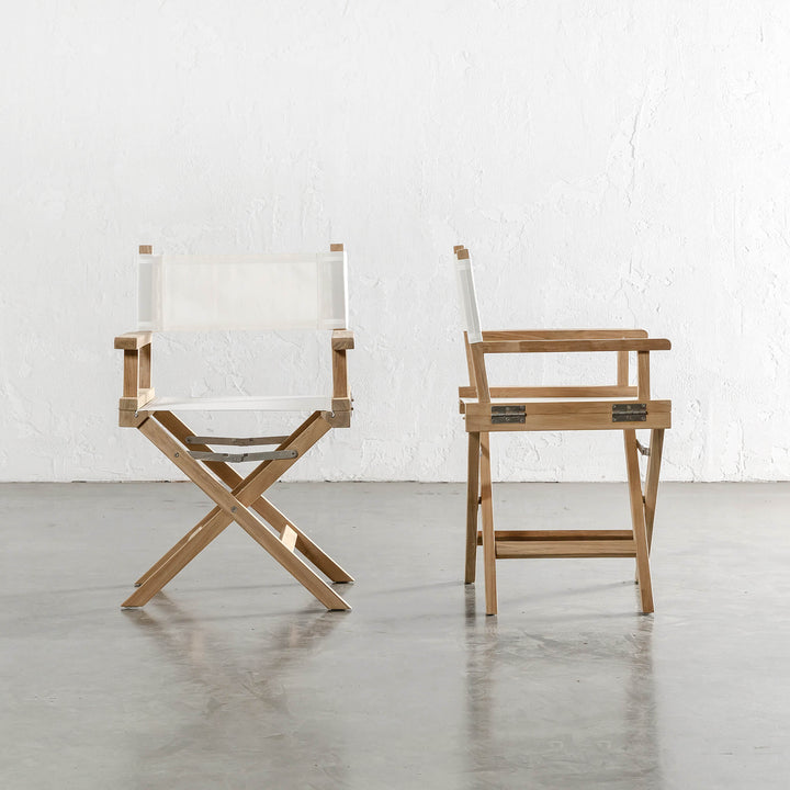 RODDA TEAK DIRECTORS CHAIR  |  NATURAL TEAK FRAME  |  WHITE