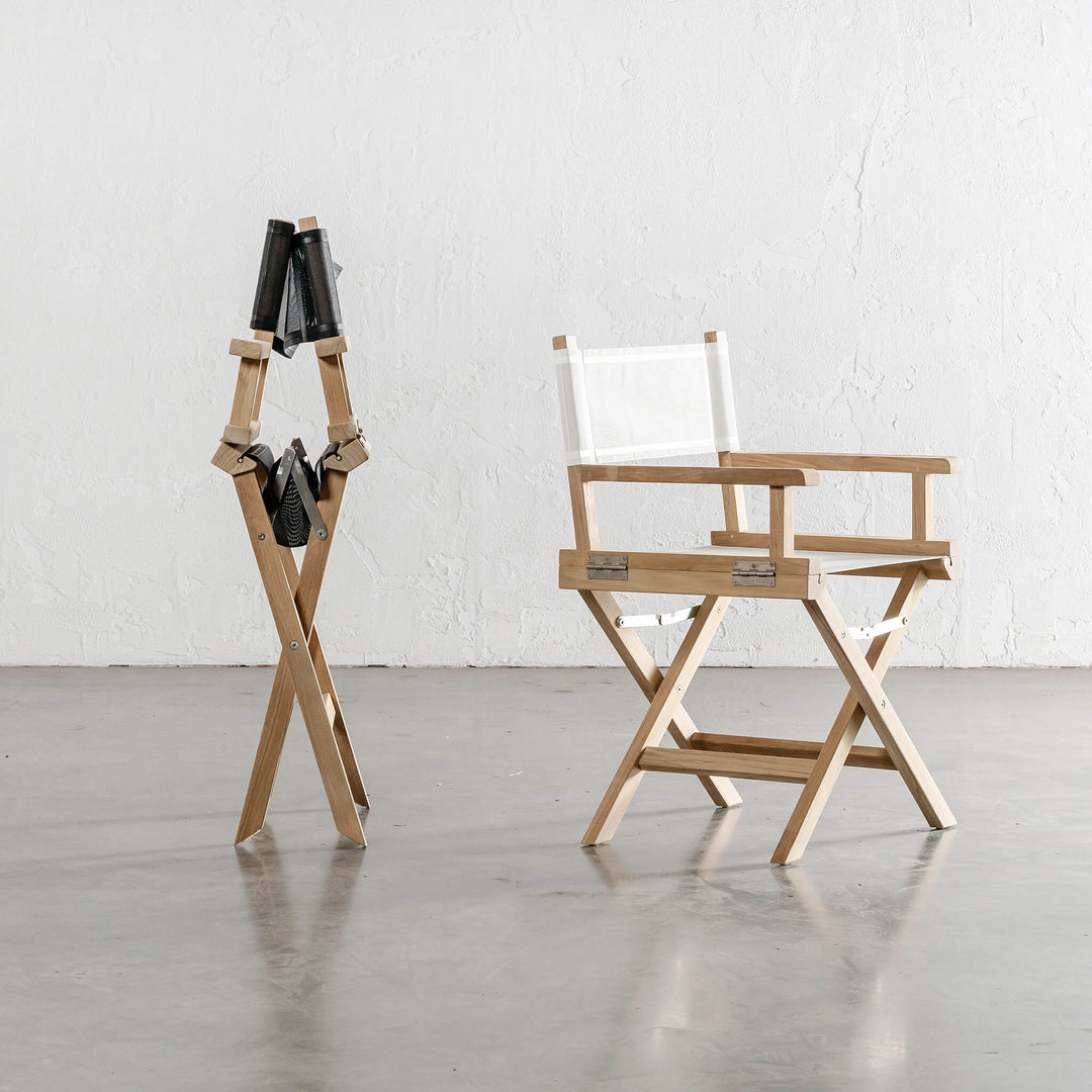 RODDA TEAK DIRECTORS CHAIR  |  NATURAL TEAK FRAME  |  BLACK FOLDED