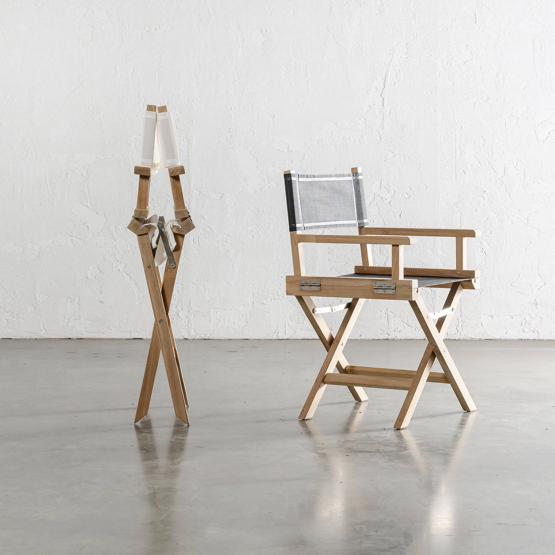 RODDA TEAK DIRECTORS CHAIR  |  NATURAL TEAK FRAME  |  WHITE