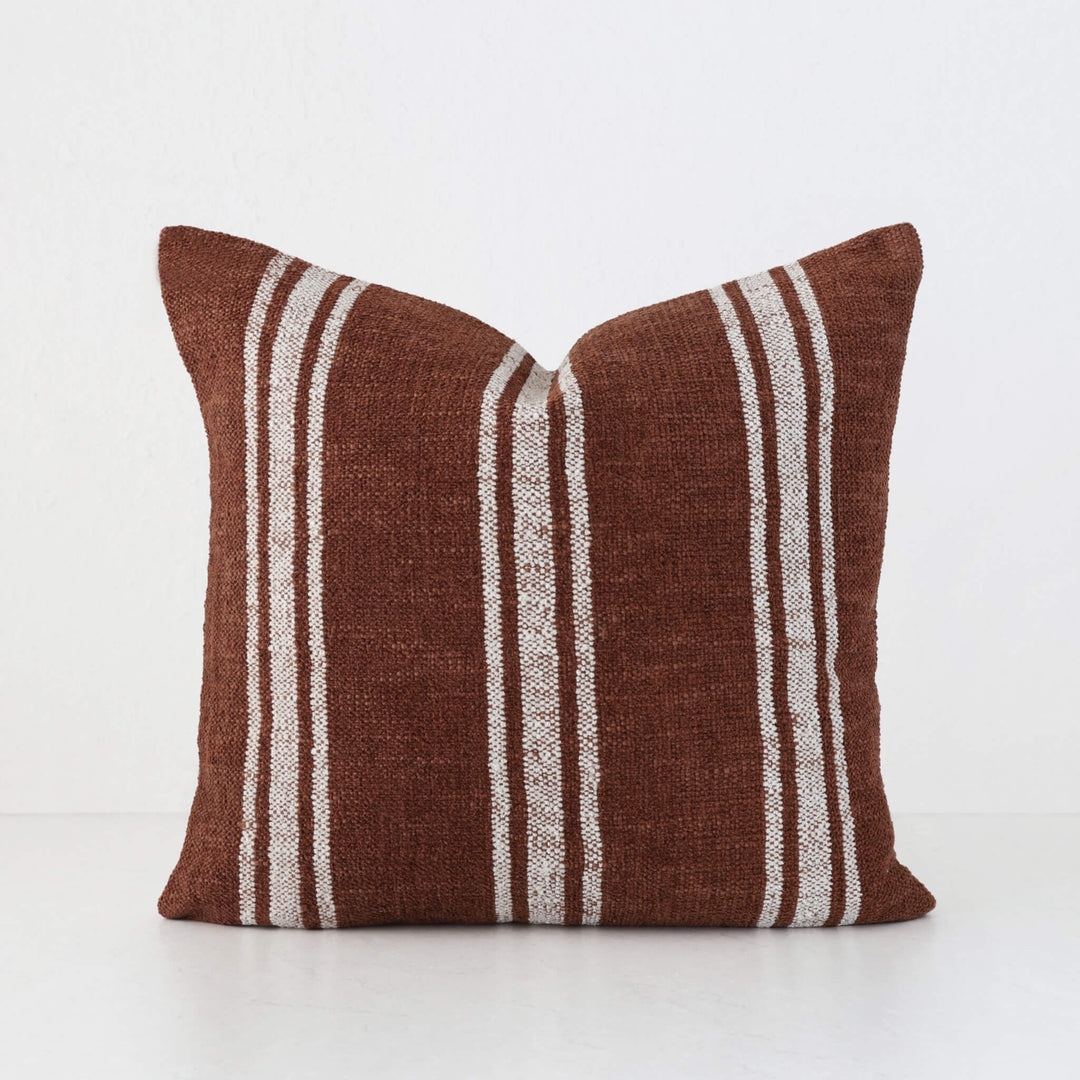 ROSSA RIBA CUSHION | NATURAL STRIPE + RUST | 50X50