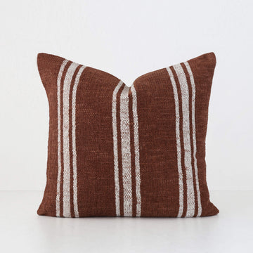 ROSSA RIBA CUSHION | NATURAL STRIPE + RUST | 50X50